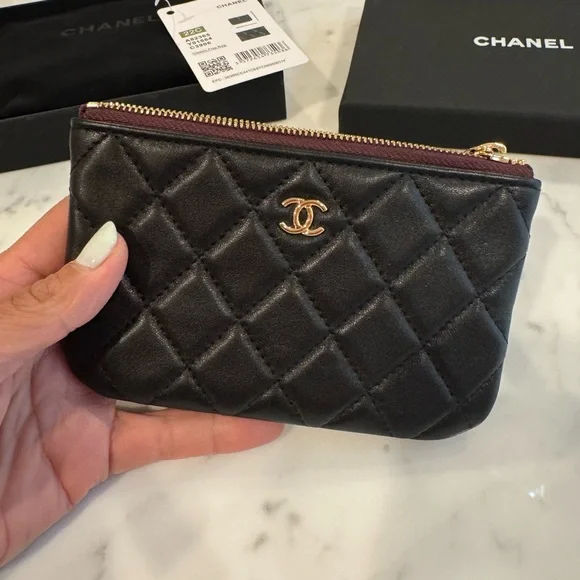 Copy Chanel Black Quilted Leather Coin Pouch - Picture 1 of 7